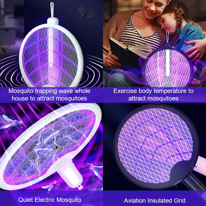 3 in 1 Sulankstomas elektrinis uodų naikintuvas Įkraunamas uodų žudikas Bioninis gaudyklė nuo vabzdžių naikina musių vabzdžių naikintuvas