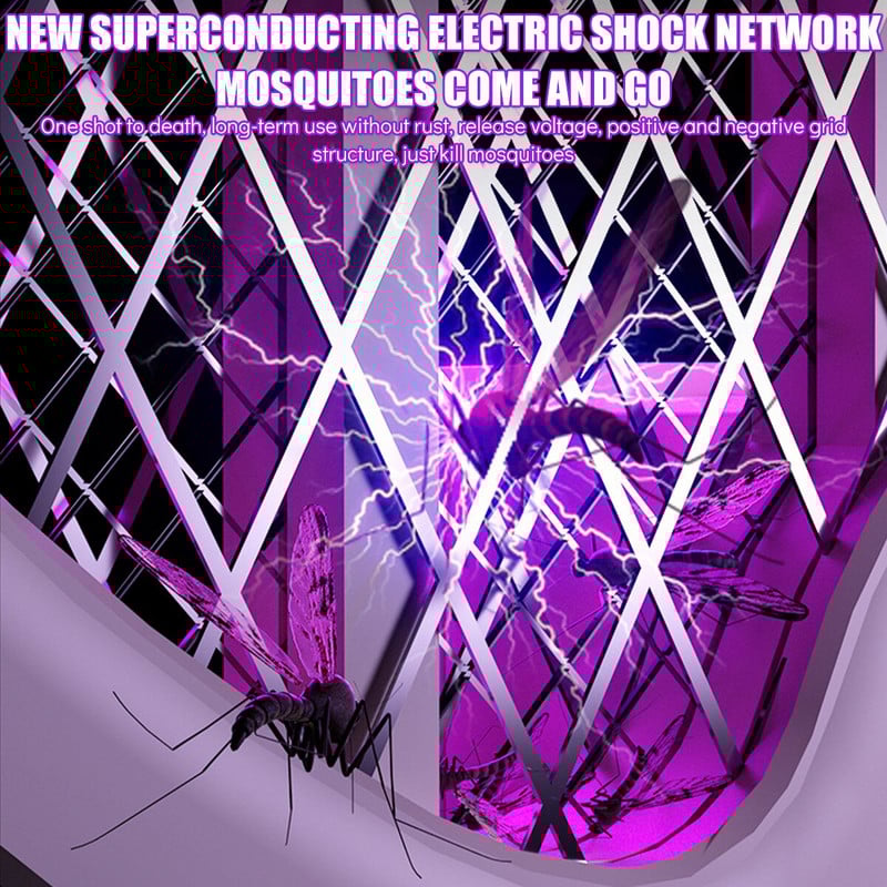 Rachetă electrică pentru ucigaș de țânțari 2 în 1 pentru insecte 3000V Lampă pentru uciderea țânțarilor, reîncărcabilă prin USB Liliac pliabil