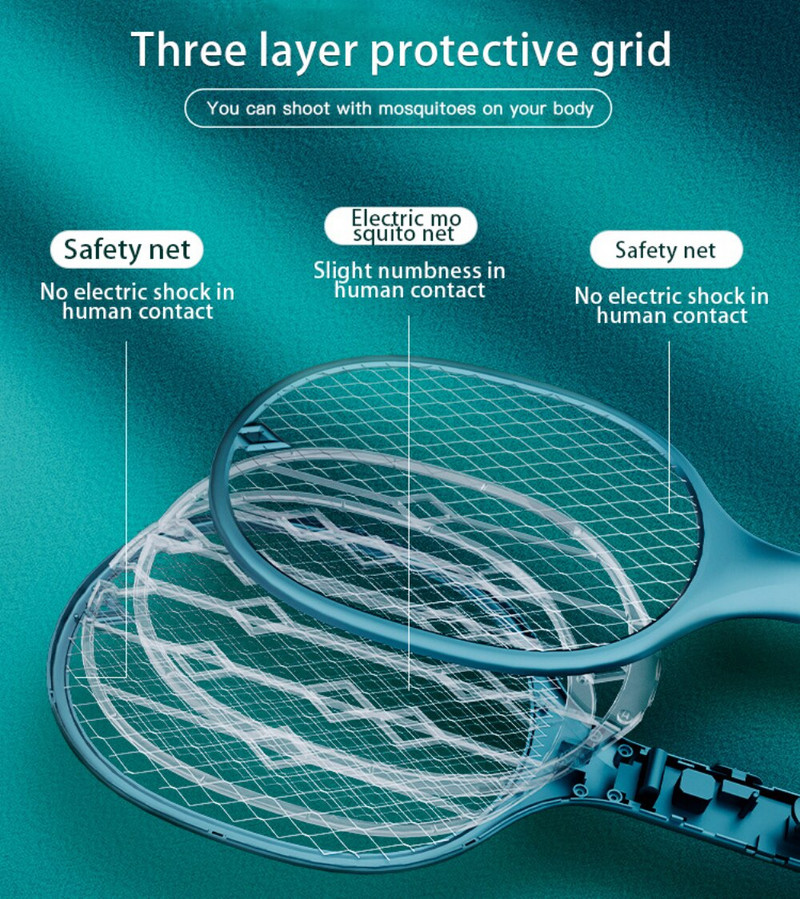 3500 V elektrinis vabzdžių raketinis gaudyklė, USB įkraunamas vasarinis uodų svaidiklis 2 viename, žudantis musių vabzdžių gaudyklė