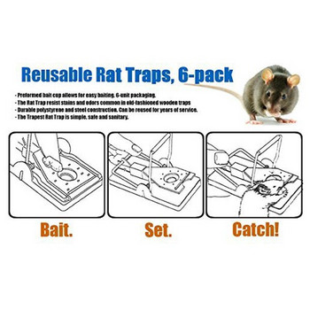 Капан за мишки, многократно използваеми и лесни за използване щракващи капани, пакет от 6 броя