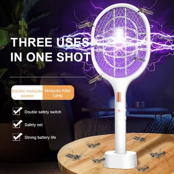 USB електрическа мухобойка с ултравиолетова светлина LED лампа летен капан за комари ракета против насекоми репелент против комари