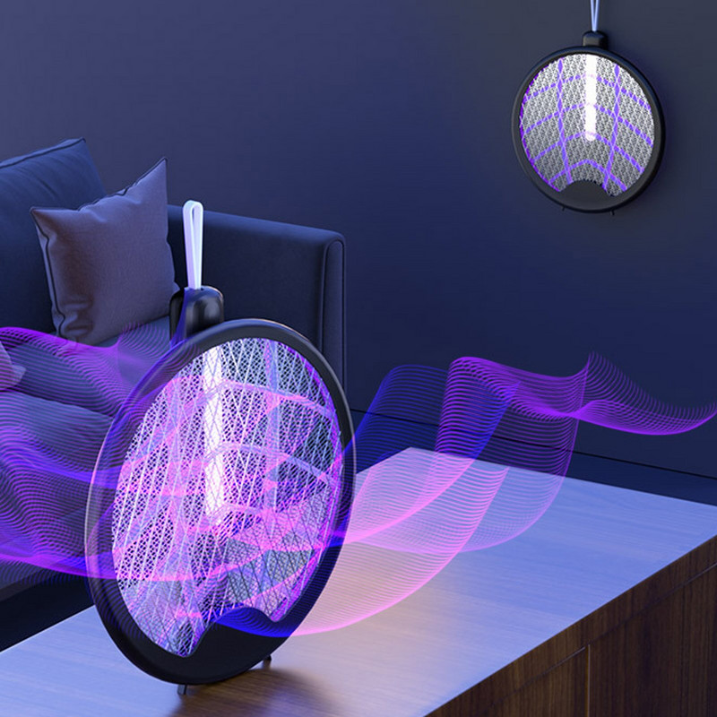 Elektrický zabijak proti komárom, plácačka na muchy, hmyz, raketa na zapíchnutie, nabíjateľná skladacia ručná okrídlená pálka na hmyz pre vnútorné a vonkajšie použitie