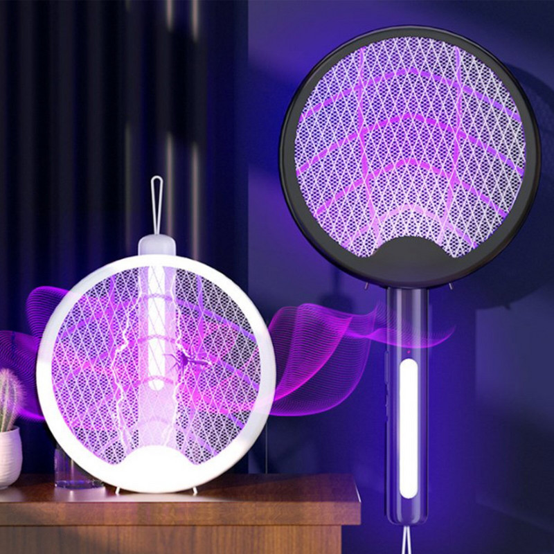 Elektrický zabijak proti komárom, plácačka na muchy, hmyz, raketa na zapíchnutie, nabíjateľná skladacia ručná okrídlená pálka na hmyz pre vnútorné a vonkajšie použitie