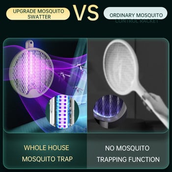 3000V 1200mAh електрическа ловка за комари Mosquito Killer Lamp USB акумулаторна ракета за буболечки Foldi Fly Swatter вътрешна външна