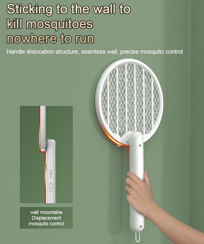 2 u 1 svjetiljka za ubijanje komaraca, podesivi kut, 3500 V, električna lopatica za muhe, USB punjiva svjetiljka za zaštitu od insekata