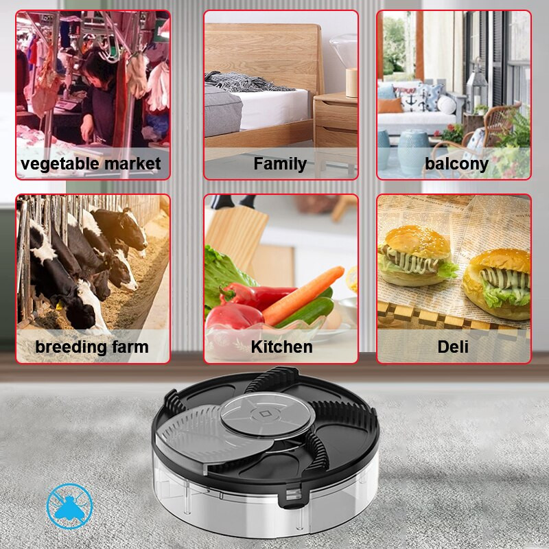 Capcană de muște electrică automată, cu încărcare prin USB, capcană pentru insecte dăunătoare, cu momeală, ucigaș de muște, pentru combaterea dăunătorilor pentru fermă de grădină.