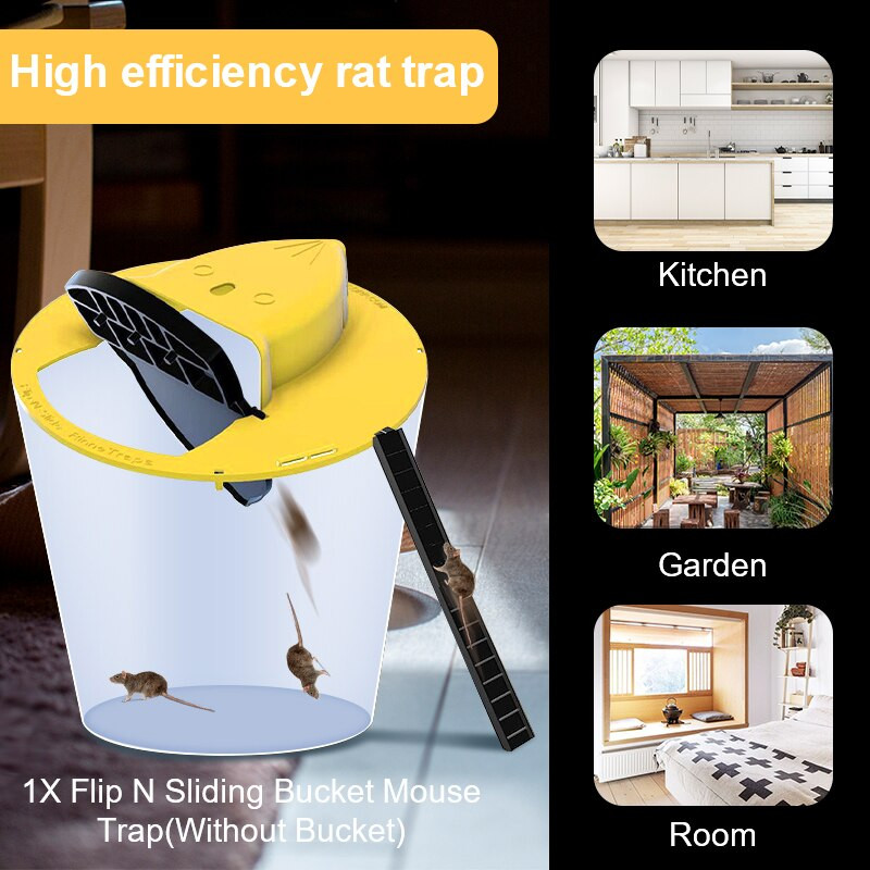 Újrafelhasználható egérfogó műanyag levehető vödörfedél Patkánycsapdák Egerek Multi Catch Automatikus visszaállítás Flip Slide Trap Humánus vagy halálos csapda
