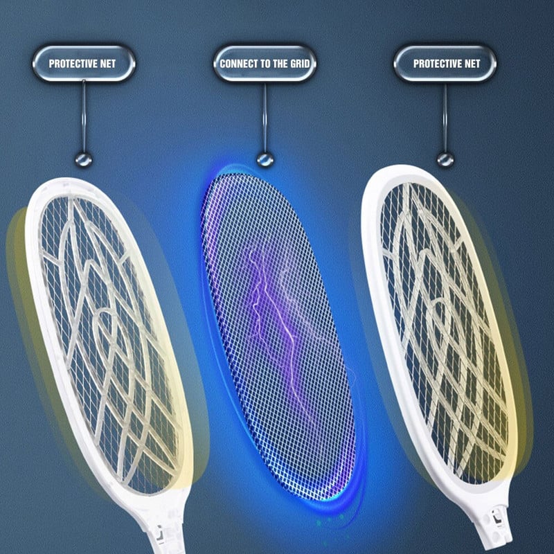 Elektrická plácačka na muchy s ultrafialovým svetlom, LED svetlo, letná sieťka proti komárom, elektrická plácačka na muchy, hmyzí lapač na hmyz, zabijak hmyzu