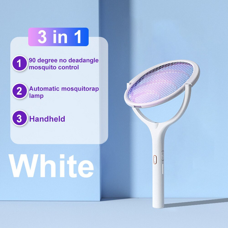 5 v 1 elektrická plácačka na komáre, lampa na zabíjanie komárov 3500V USB nabíjateľná 360-stupňová nastaviteľná lampa na zabíjanie hmyzu, muchárok, osy
