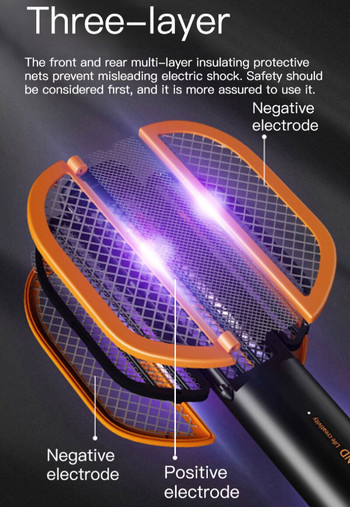 Ηλεκτρική κουνουπιέρα Swatter με υπεριώδη ακτινοβολία USB Επαναφορτιζόμενη λάμπα LED Καλοκαιρινή αντικουνουπική ρακέτα Fly Trap Insect Bug Zapper
