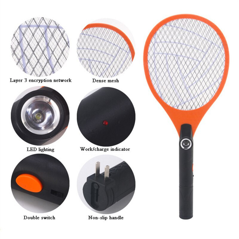 Pálka na komáre, LED svetlo, tenisová pálka, ručná raketa, nabíjateľná elektrická raketa na hmyz, Zapper Killer, nový