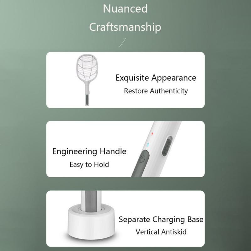 Ucigaș electric de țânțari cu lampă UV de vară anti zvârlitor de muște, reîncărcabilă prin USB, capcană pentru ucigaș de insecte, rachetă