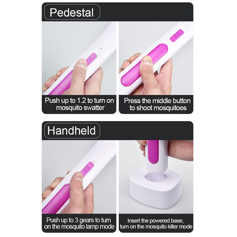 2 u 1 lampa za ubijanje komaraca s električnim udarom Led UV svjetlo za mljevenje muha USB punjiva 3000 V zamka za komarce protiv insekata