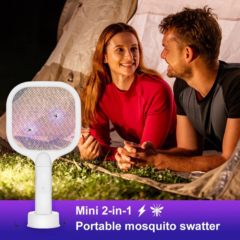 Nabíjateľná USB plácačka na komáre, zabíjačka much, pasca na hmyz, mini elektrická raketa na hmyz, prenosná plácačka na hmyz