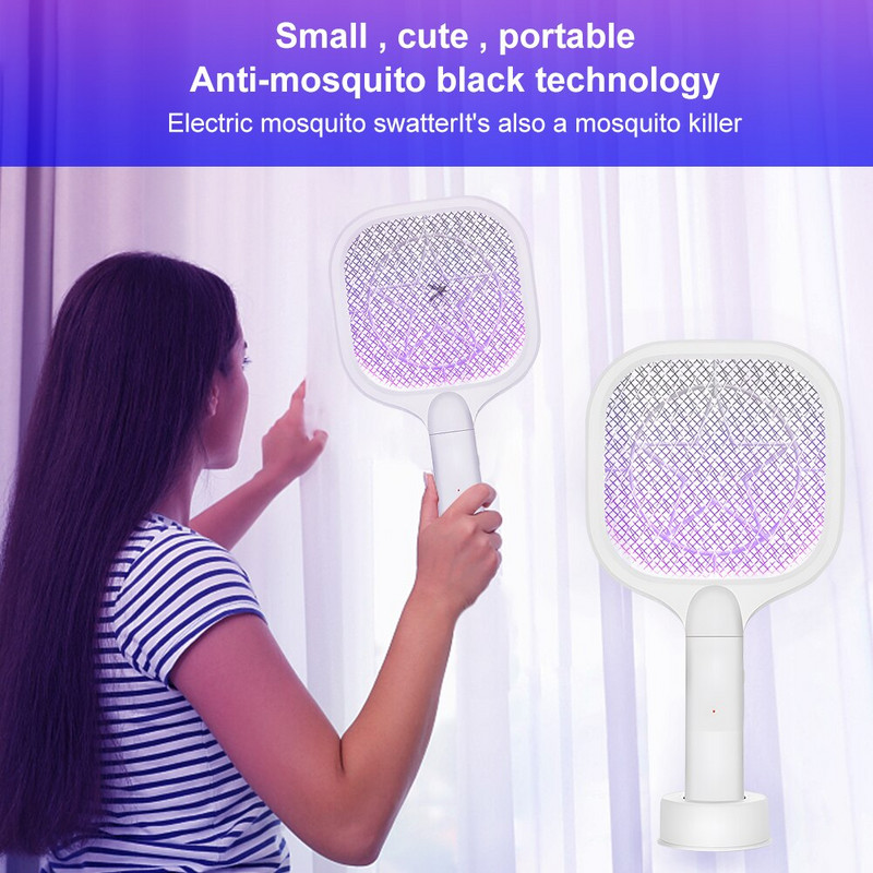 Nabíjateľná USB plácačka na komáre, zabíjačka much, pasca na hmyz, mini elektrická raketa na hmyz, prenosná plácačka na hmyz