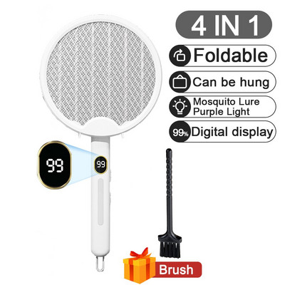 Ucigaș de muște electric pliabil reîncărcabil prin USB cu lampă cu LED-uri Rachetă pentru capcană de țânțari de vară Anti insecte Zapper