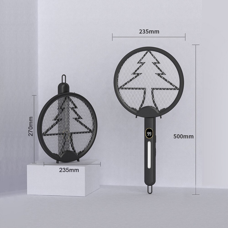 Ucigaș de muște electric pliabil reîncărcabil prin USB cu lampă cu LED-uri Rachetă pentru capcană de țânțari de vară Anti insecte Zapper