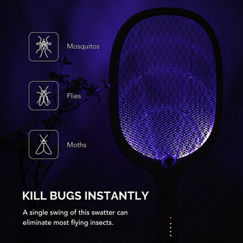 Syezyo 1200mAh USB акумулаторна електрическа ракета за мухобойка 3000 волта вредители Контрол на насекоми Летящи буболечки Капан Убиец на комари