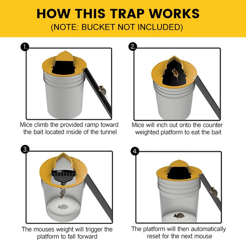 Višekratna preklopna zamka za miševe Smart Auto Reset Plastična zamka za miševe za unutarnju/vanjsku kliznu kantu Poklopac Smrtonosna zamka Alat za hvatanje miševa