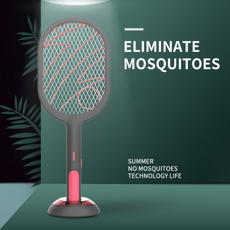 Elektrinis „Mosquito Swatter“ 2 režimai 1200 mAh USB įkraunamas namuose „Fly Bug Zapper Racket“ įdėklai