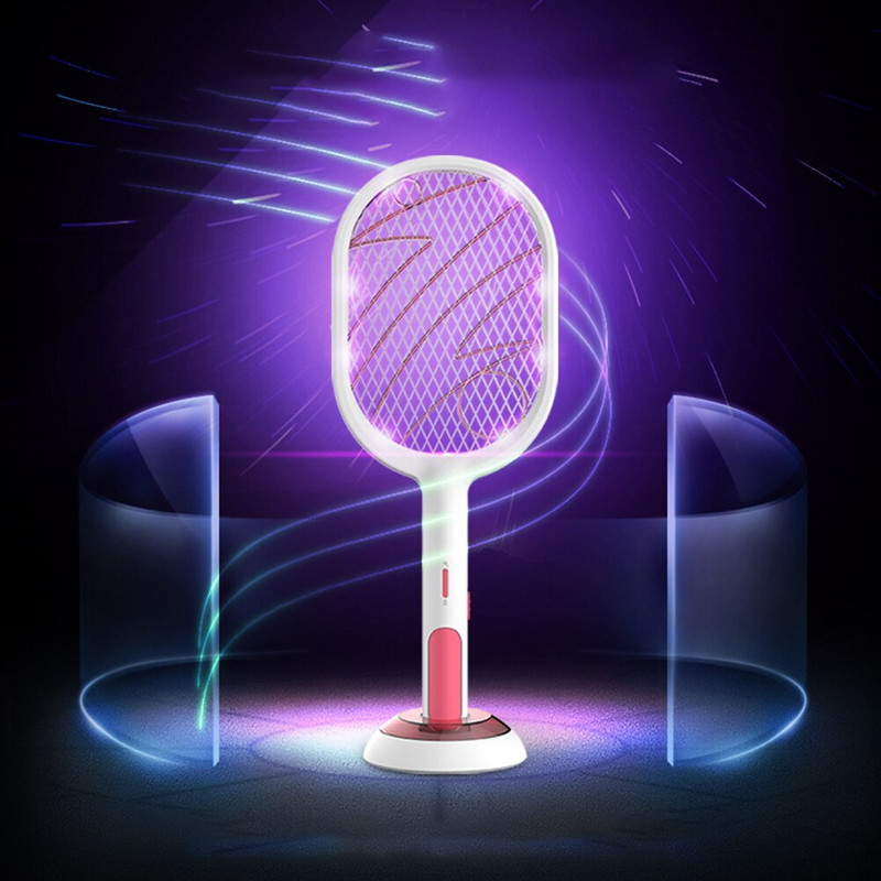 Elektrinis „Mosquito Swatter“ 2 režimai 1200 mAh USB įkraunamas namuose „Fly Bug Zapper Racket“ įdėklai