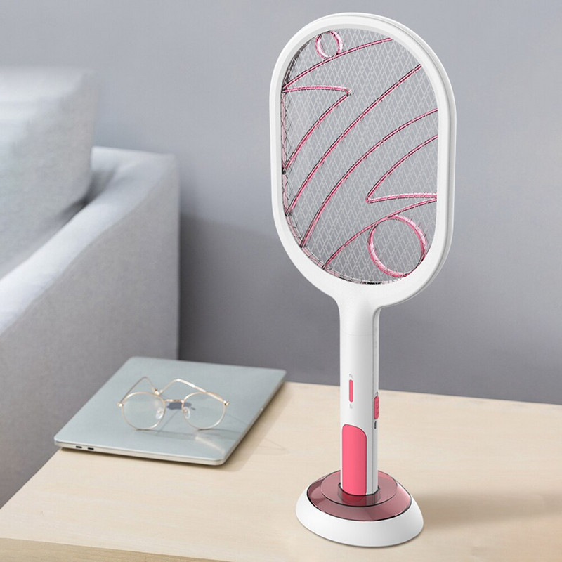 Elektrinis „Mosquito Swatter“ 2 režimai 1200 mAh USB įkraunamas namuose „Fly Bug Zapper Racket“ įdėklai