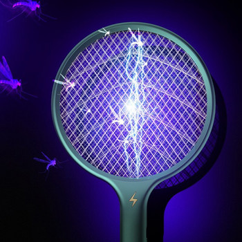 2 в 1 електрическа мухобойка, летен капан за ракети за комари с UV светлина, USB акумулаторна LED лампа против насекоми