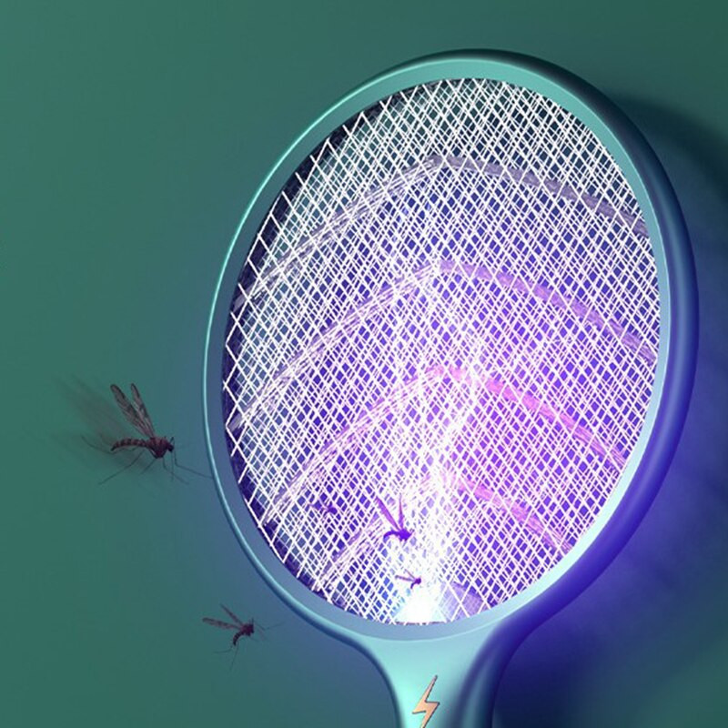 2v1 elektrická plácačka na muchy, letná raketa na komáre, pasca na komáre s UV svetlom, nabíjateľná USB LED lampa proti hmyzu