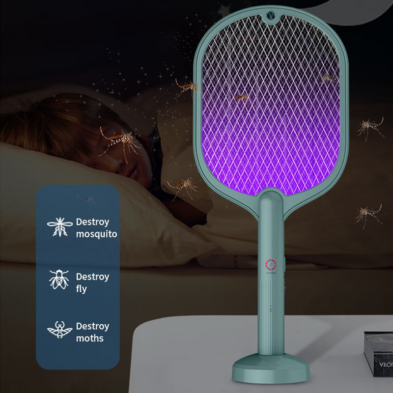 2u1 lampa za ubijanje komaraca Električni šok Mosquito Swatter USB Rechargable Bug Lock Zamka za komarce Inteligentno kućanstvo