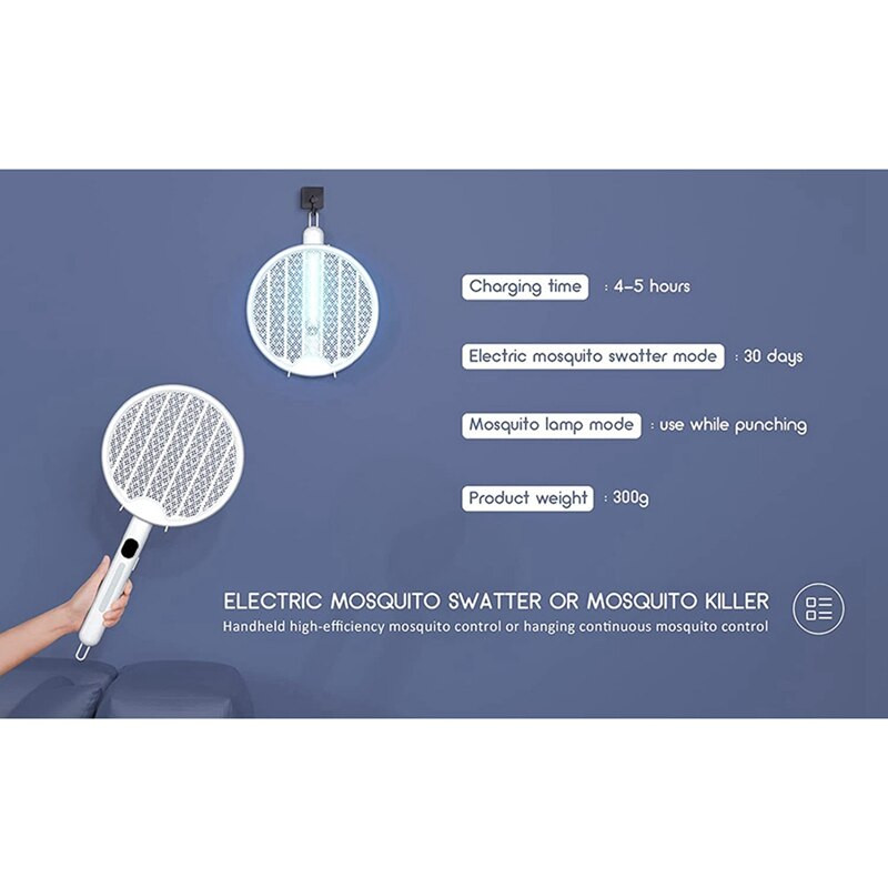 Elektrická pálka na komáre, lampa na zabíjanie komárov 3500V USB nabíjateľná uhlovo nastaviteľná elektrická pálka na hmyz