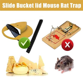 Παγίδα ποντικών Επαναχρησιμοποιήσιμη Smart Flip και Slide Bucket Καπάκι ποντικιού Παγίδα αρουραίων Ανθρώπινη ή θανατηφόρα παγίδα Αυτόματη επαναφορά στυλ πόρτας αρουραίου Multi catch