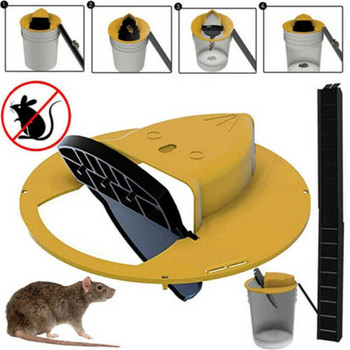 Пластмасов интелигентен капан за мишки за многократна употреба Flip N Slide Bucket Lid Капан за мишки Домашен улов на плъхове Хуманни капани Външен вътрешен капан за плъхове