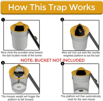 Многократно използваем интелигентен капан за мишка Flip N Slide Bucket Lid Mouse Rat Mouse trap Humane or Lethal Trap Door Style Multi Catch Mouse Rat