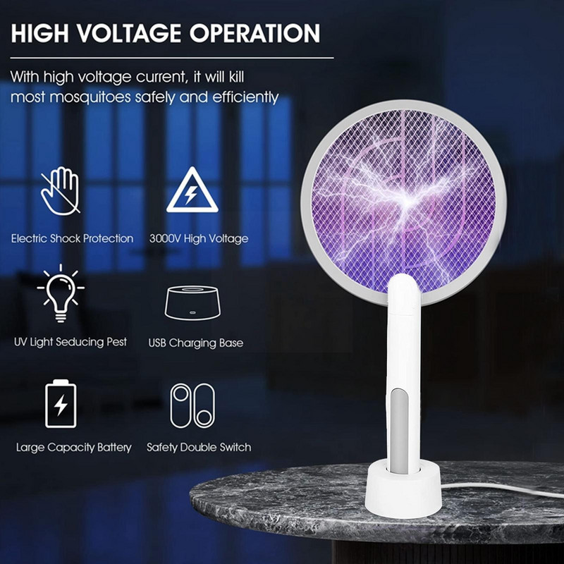 2 v 1 elektrická pálka na komáre, lampa na zabíjanie komárov, uhlová elektrická USB 2500V nabíjateľná pálka na muchy, nastaviteľná pálka K7M9