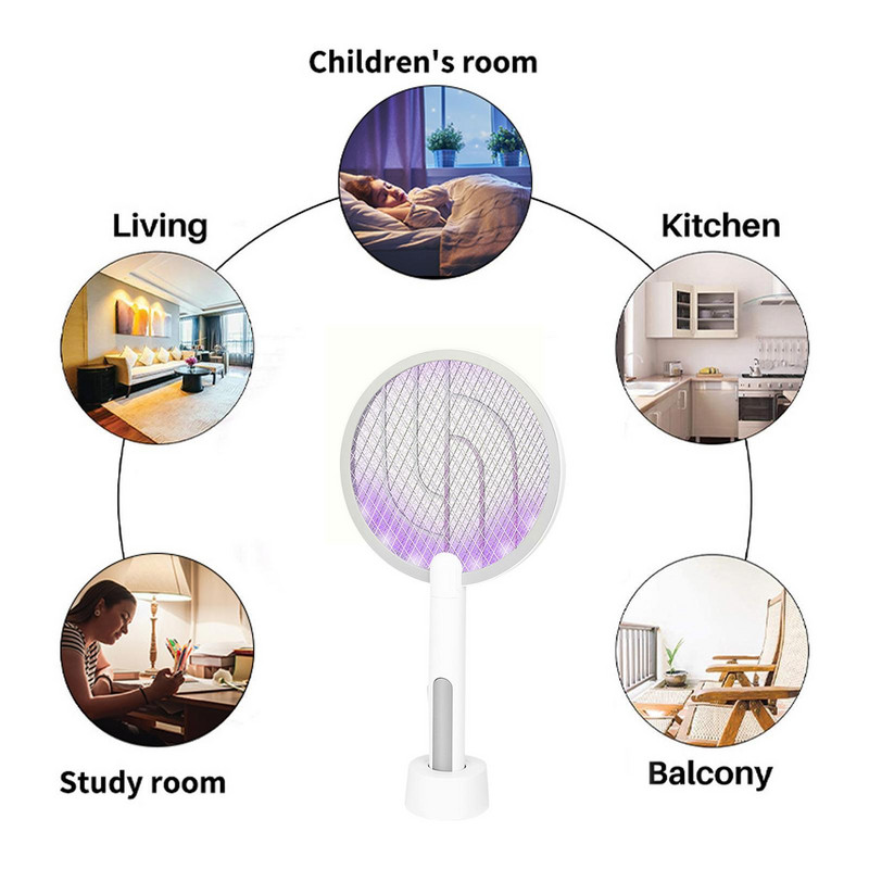 2 v 1 elektrická pálka na komáre, lampa na zabíjanie komárov, uhlová elektrická USB 2500V nabíjateľná pálka na muchy, nastaviteľná pálka K7M9