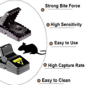 AT69 -6Pcs Επαναχρησιμοποιήσιμη πλαστική παγίδα ποντικιού Ποντίκια αρουραίων που πιάνουν ποντίκια παγίδες ποντικών
