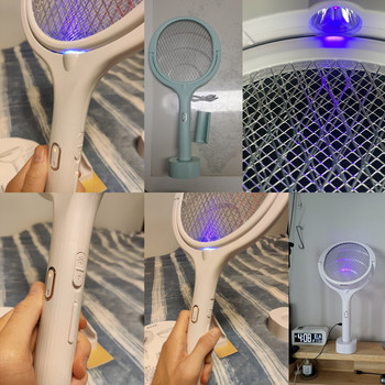 90-градусова въртяща се мухобойка USB зареждане Bug Zapper Trap Mosquito Killer Lamp Electric Shocker 365nm UV Light Summer