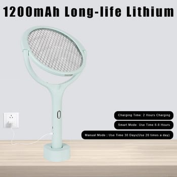 90-градусова въртяща се мухобойка USB зареждане Bug Zapper Trap Mosquito Killer Lamp Electric Shocker 365nm UV Light Summer