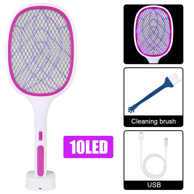 Letná raketa na komáre, nabíjateľná USB s UV svetlom, proti hmyzu, chrobáka, 3000V, elektrická plácačka na muchy, LED lampa