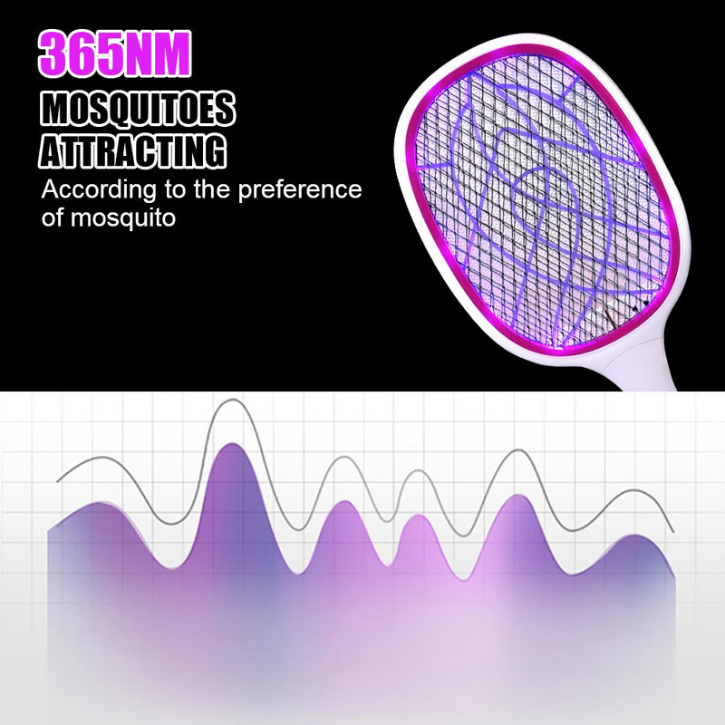 Letná raketa na komáre, nabíjateľná USB s UV svetlom, proti hmyzu, chrobáka, 3000V, elektrická plácačka na muchy, LED lampa