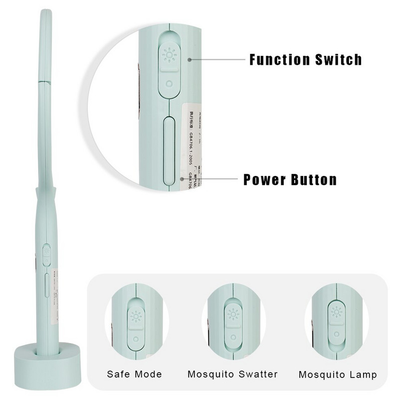 Letná USB nabíjacia pasca na hmyz, otočná o 90 stupňov, plácačka na muchy, 365nm UV svetlo, lampa na zabíjanie komárov, elektrický šok