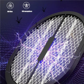 Bug Zapper Mosquito Swatter 2 σε 1 Electric Mosquito Zappers Επαναφορτιζόμενη Ηλεκτρική Swatter Μυγών USB για Εξωτερικό Σπίτι