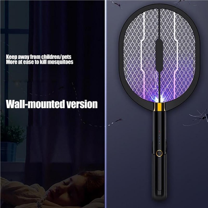 Elektrická plácačka proti komárom Bug Zapper 2 v 1, nabíjateľná elektrická plácačka proti komárom s USB, pre domácnosť a vonkajšie použitie