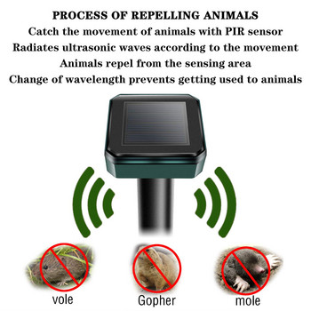 Mole Repellent, 4 Pack Υπερηχητικό Animal Repellent Solar Powered Gopher and Vole Chaser Humane Rodent Repellent