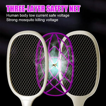 LED лампа Електрическа мухобойка Убиец против насекоми Буболечки с UV светлина 3000V Лятна ракета за капан за комари USB акумулаторна