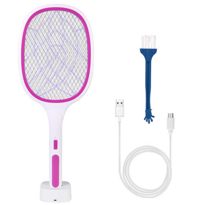 LED-es lámpa elektromos légycsapó rovarölő rovarölő, UV fénnyel 3000V nyári szúnyogcsapó ütő USB újratölthető