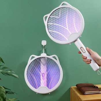 Fly Zapper Mosquitoes Catcher Сгъваема ракета за буболечки Светлина Акумулаторна електрическа ловец за комари за буболечки Комари