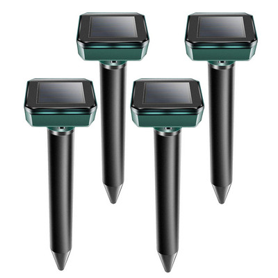 Odpudzovač krtkov, 4 ks, ultrazvukový odpudzovač zvierat, solárny odpudzovač sysľov a hrabošov, humánny odpudzovač hlodavcov