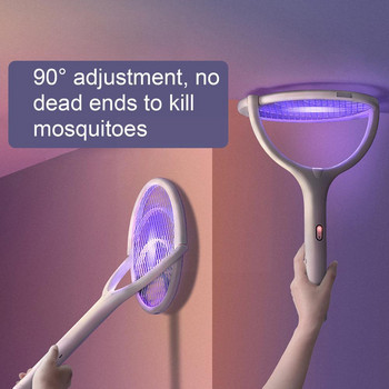 5 в 1 електрическа ловка за комари Mosquito Killer Lamp Акумулаторна 3500v електрическа регулируем ъгъл Usb Fly Bat Zapper Bug S4q5