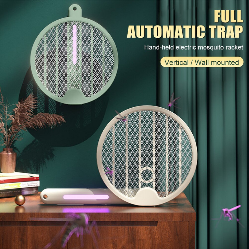 Elektrická plácačka na komáre 3000V Lampa na zabíjanie komárov USB Nabíjateľná raketa na zabíjanie hmyzu Skladacia plácačka na muchy pre vnútorné a vonkajšie použitie